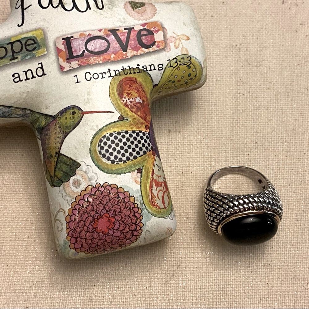 Town and country sterling/14k statement ring size 7 - Picture 4 of 6
